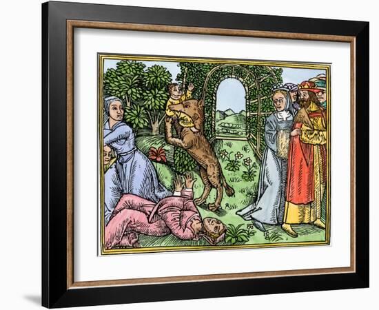 Queen Despaigne Causes Her Stepson to Be Carried Off by a Werewolf in Medieval France-null-Framed Giclee Print