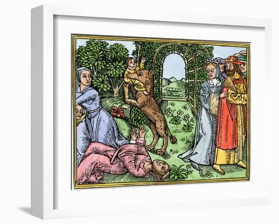 Queen Despaigne Causes Her Stepson to Be Carried Off by a Werewolf in Medieval France-null-Framed Giclee Print