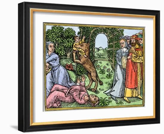 Queen Despaigne Causes Her Stepson to Be Carried Off by a Werewolf in Medieval France-null-Framed Giclee Print