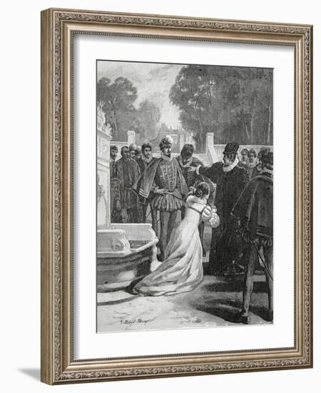 Queen Elisabeth and the Earl of Leicester, 19th Century-Tony Robert-fleury-Framed Giclee Print