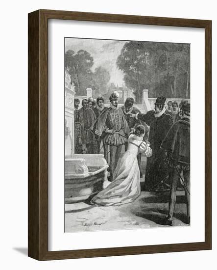 Queen Elisabeth and the Earl of Leicester, 19th Century-Tony Robert-fleury-Framed Giclee Print