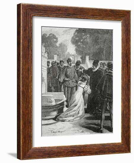 Queen Elisabeth and the Earl of Leicester, 19th Century-Tony Robert-fleury-Framed Giclee Print