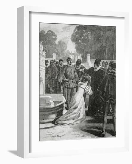 Queen Elisabeth and the Earl of Leicester, 19th Century-Tony Robert-fleury-Framed Giclee Print