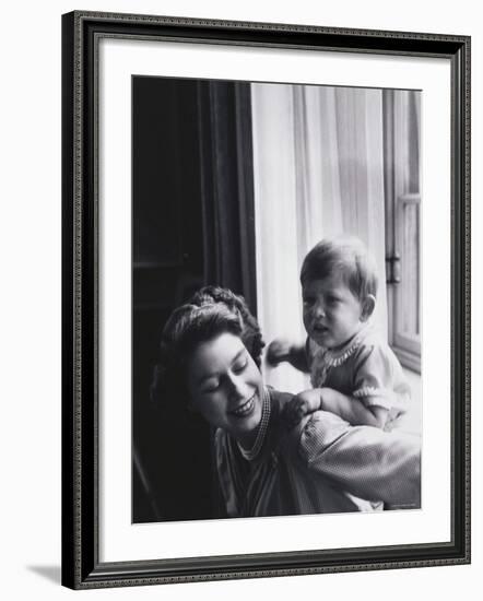 Queen Elizabeth and Prince Charles at Buckingham Palace, London, England-Cecil Beaton-Framed Photographic Print