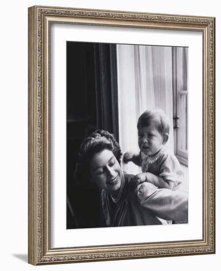 Queen Elizabeth and Prince Charles at Buckingham Palace, London, England-Cecil Beaton-Framed Photographic Print