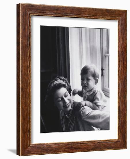 Queen Elizabeth and Prince Charles at Buckingham Palace, London, England-Cecil Beaton-Framed Photographic Print