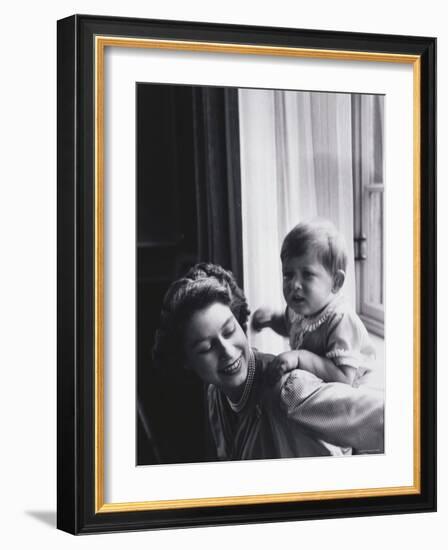 Queen Elizabeth and Prince Charles at Buckingham Palace, London, England-Cecil Beaton-Framed Photographic Print