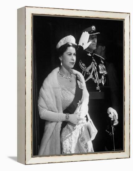 Queen Elizabeth and Prince Philip, at the Opening of the Canadian Parliament-Ed Clark-Framed Premier Image Canvas