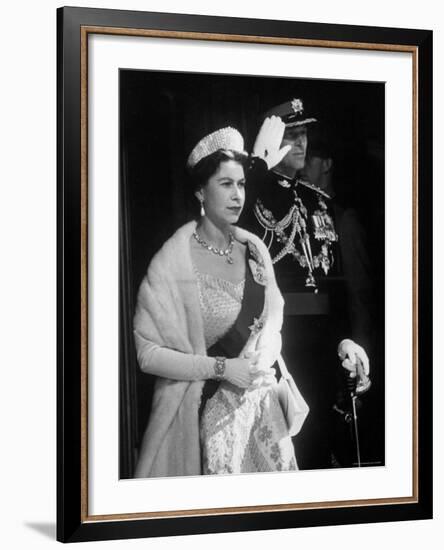 Queen Elizabeth and Prince Philip, at the Opening of the Canadian Parliament-Ed Clark-Framed Premium Photographic Print