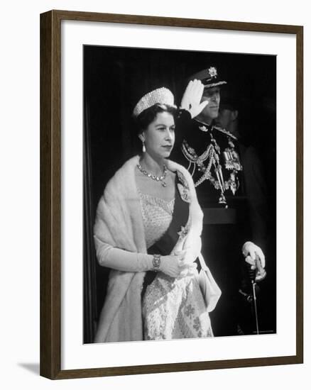 Queen Elizabeth and Prince Philip, at the Opening of the Canadian Parliament-Ed Clark-Framed Premium Photographic Print