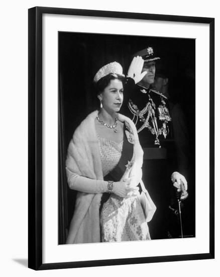 Queen Elizabeth and Prince Philip, at the Opening of the Canadian Parliament-Ed Clark-Framed Premium Photographic Print
