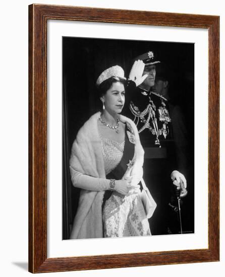 Queen Elizabeth and Prince Philip, at the Opening of the Canadian Parliament-Ed Clark-Framed Premium Photographic Print