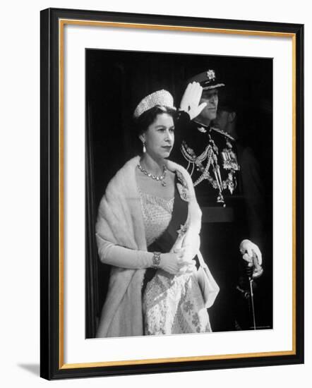 Queen Elizabeth and Prince Philip, at the Opening of the Canadian Parliament-Ed Clark-Framed Premium Photographic Print