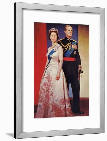 Queen Elizabeth and Prince Phillip-null-Framed Art Print