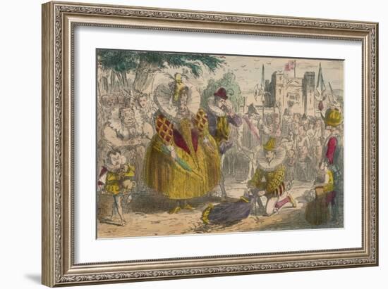 Queen Elizabeth and Sir Walter Raleigh, 1850-John Leech-Framed Giclee Print