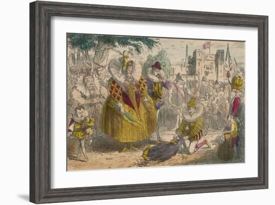 Queen Elizabeth and Sir Walter Raleigh, 1850-John Leech-Framed Giclee Print