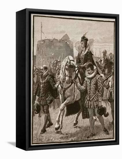 Queen Elizabeth at Tilbury, Illustration from 'Cassell's Illustrated History of England'-English School-Framed Premier Image Canvas