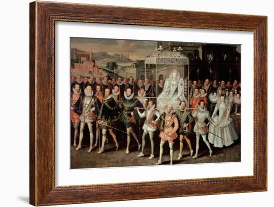 Queen Elizabeth I (1533-1603) Being Carried in Procession (Eliza Triumphans) C.1601-Robert Peake-Framed Giclee Print