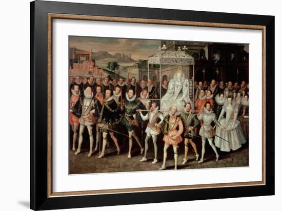 Queen Elizabeth I (1533-1603) Being Carried in Procession (Eliza Triumphans) C.1601-Robert Peake-Framed Giclee Print