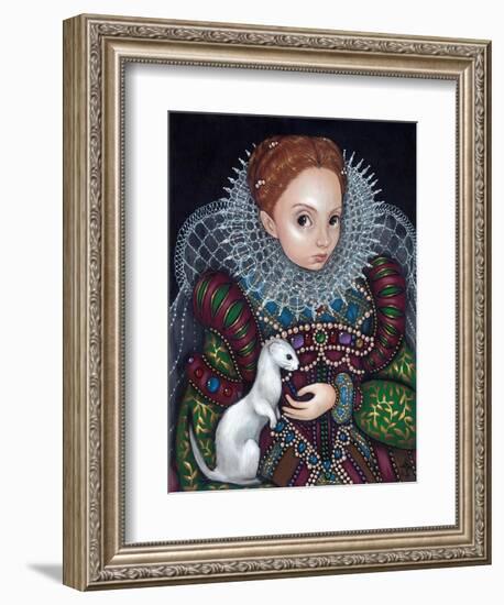 Queen Elizabeth I and an Ermine - a Tudor Portrait-Jasmine Becket-Griffith-Framed Art Print