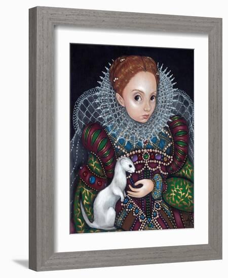 Queen Elizabeth I and an Ermine - a Tudor Portrait-Jasmine Becket-Griffith-Framed Art Print