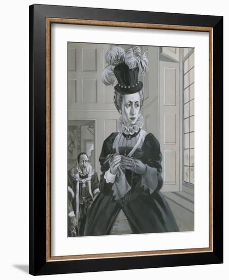 Queen Elizabeth I, Hearing News of the Execution of Mary Queen of Scots-Angus Mcbride-Framed Giclee Print