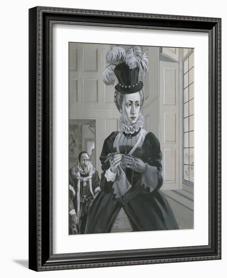 Queen Elizabeth I, Hearing News of the Execution of Mary Queen of Scots-Angus Mcbride-Framed Giclee Print