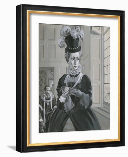 Queen Elizabeth I, Hearing News of the Execution of Mary Queen of Scots-Angus Mcbride-Framed Giclee Print