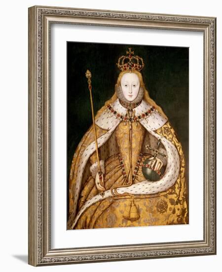 Queen Elizabeth I in Coronation Robes, circa 1559-null-Framed Giclee Print