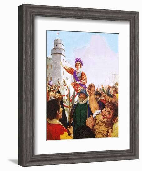 Queen Elizabeth I Making Her Armada Speech-C.l. Doughty-Framed Premium Giclee Print