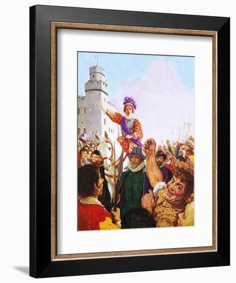 Queen Elizabeth I Making Her Armada Speech-C.l. Doughty-Framed Premium Giclee Print