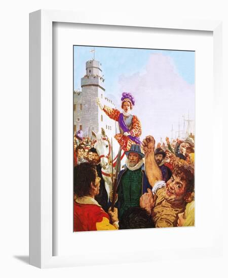 Queen Elizabeth I Making Her Armada Speech-C.l. Doughty-Framed Premium Giclee Print