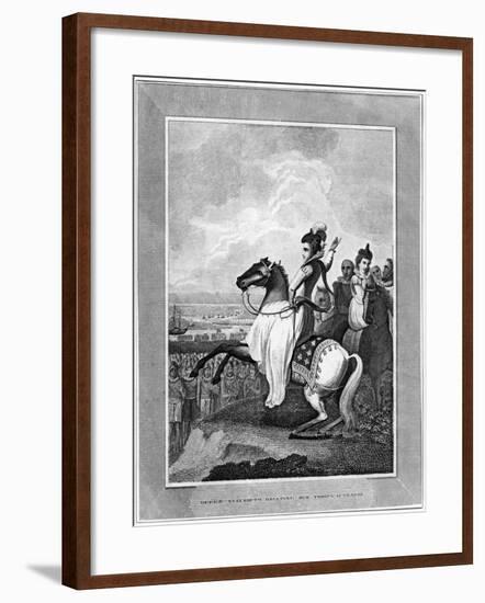 Queen Elizabeth I Rallying Her Troops at Tilbury, 1588-null-Framed Giclee Print