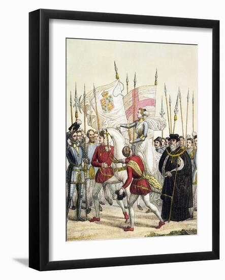 Queen Elizabeth I Rallying the Troops at Tilbury Before the Arrival of the Spanish Armada, 1588-Bramati-Framed Giclee Print
