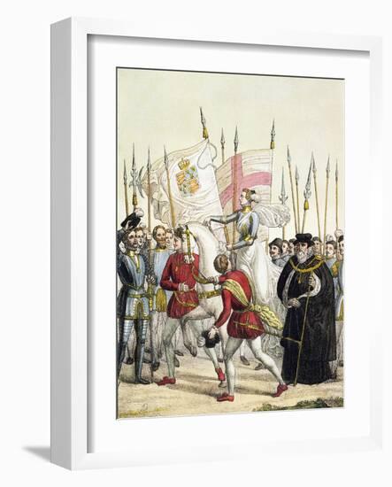 Queen Elizabeth I Rallying the Troops at Tilbury Before the Arrival of the Spanish Armada, 1588-Bramati-Framed Giclee Print