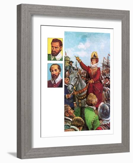 Queen Elizabeth I's Armada Speech-Clive Uptton-Framed Giclee Print