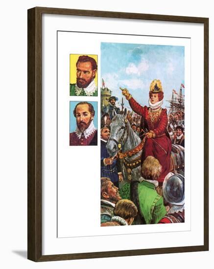 Queen Elizabeth I's Armada Speech-Clive Uptton-Framed Giclee Print