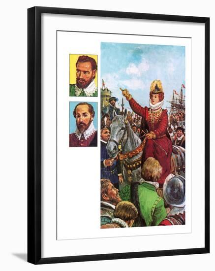 Queen Elizabeth I's Armada Speech-Clive Uptton-Framed Giclee Print
