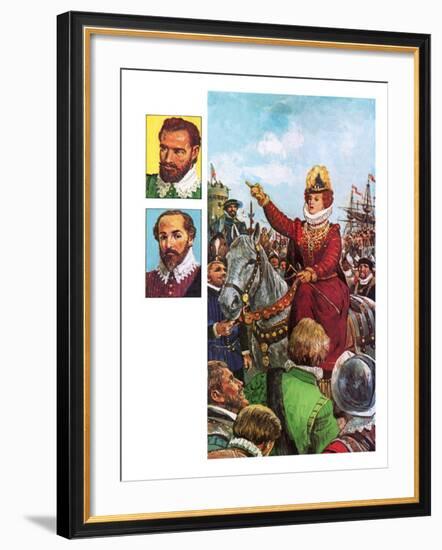 Queen Elizabeth I's Armada Speech-Clive Uptton-Framed Giclee Print