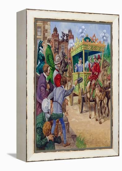 Queen Elizabeth I Visiting a Country House (Gouache on Paper)-Peter Jackson-Framed Premier Image Canvas