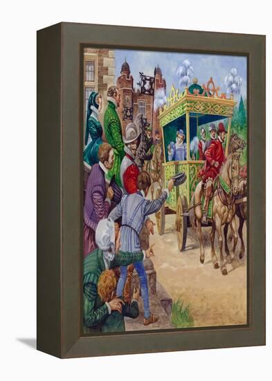 Queen Elizabeth I Visiting a Country House (Gouache on Paper)-Peter Jackson-Framed Premier Image Canvas