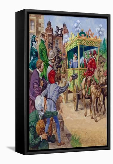 Queen Elizabeth I Visiting a Country House (Gouache on Paper)-Peter Jackson-Framed Premier Image Canvas