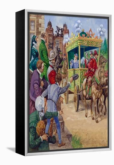 Queen Elizabeth I Visiting a Country House (Gouache on Paper)-Peter Jackson-Framed Premier Image Canvas