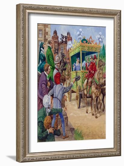 Queen Elizabeth I Visiting a Country House (Gouache on Paper)-Peter Jackson-Framed Giclee Print