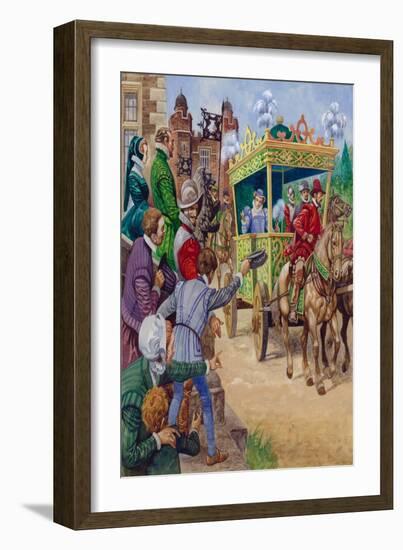 Queen Elizabeth I Visiting a Country House (Gouache on Paper)-Peter Jackson-Framed Giclee Print