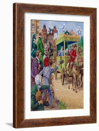 Queen Elizabeth I Visiting a Country House (Gouache on Paper)-Peter Jackson-Framed Giclee Print