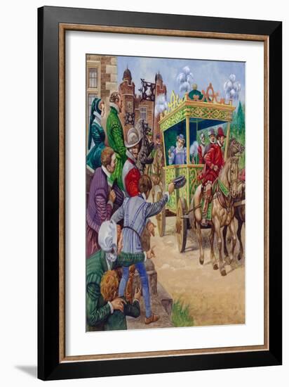 Queen Elizabeth I Visiting a Country House (Gouache on Paper)-Peter Jackson-Framed Giclee Print