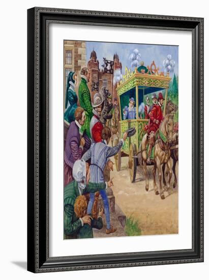 Queen Elizabeth I Visiting a Country House (Gouache on Paper)-Peter Jackson-Framed Giclee Print