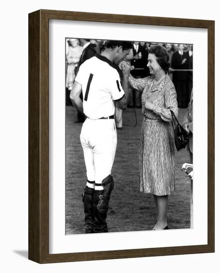 Queen Elizabeth II and Prince Charles, July 1985-null-Framed Photographic Print