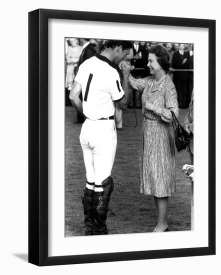 Queen Elizabeth II and Prince Charles, July 1985-null-Framed Photographic Print